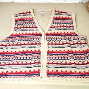Koret Beige Knit Vest Size 3X Vintage 90s Grandma
